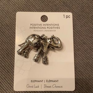Silver elephant positive intentions pendant